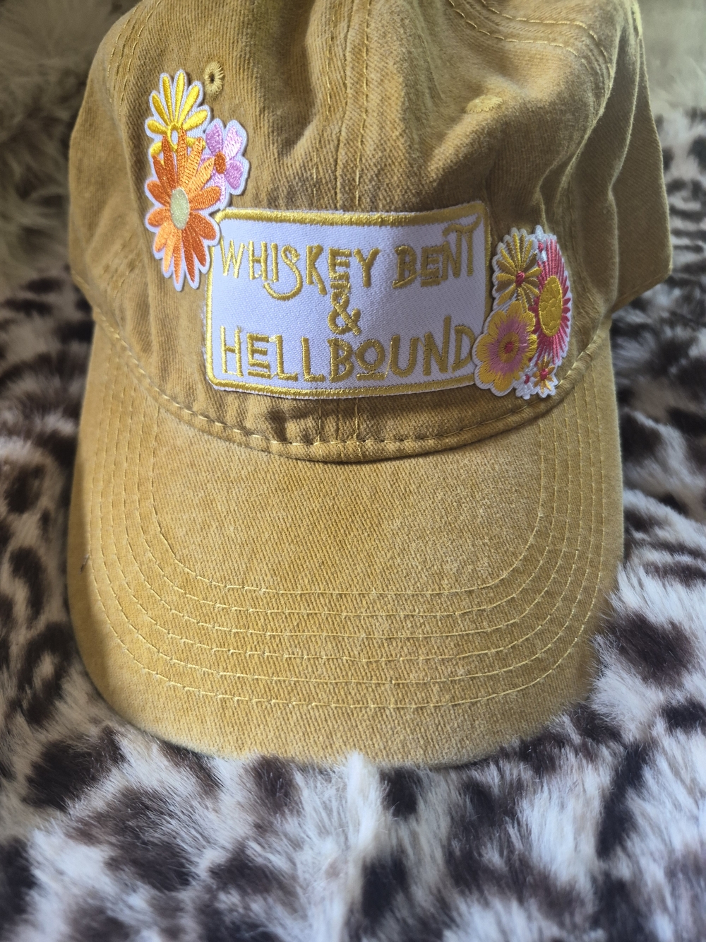 Floral Patch Cap - Mustard